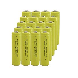 GLESOURCE Solar Light AA Ni-CD 600mAh 1.2V Rechargeable Batteries AA Rechargeable Batteries for Solar Lights Solar Lamp(Pack of 20)