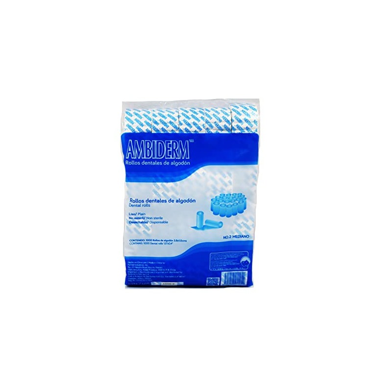 AMBIDERM Rollo Dental de Algodon liso 100% Natural bolsa c/1000