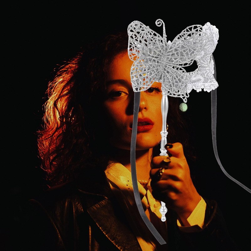 jojofuny Masquerade Mask with Stick Butterfly Mask for Women, Venetian