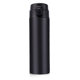 Termo Tazas, EASYTAO Botella de Agua Deportiva de Vacío Aislada, Mantiene Frío 6 Horas, Caliente 6 Horas Termo para Cafa de Acero Inoxidable y Termo a Prueba de Fugas Taza de Café de Viaje （450ml Negro）