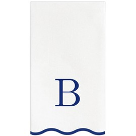 Stxy's - Toallas de monograma para invitados, 40 toallas de mano con letras – Azul marino letra B – Servilletas decorativas con monograma B festoneadas decorativas, servilletas desechables de cena