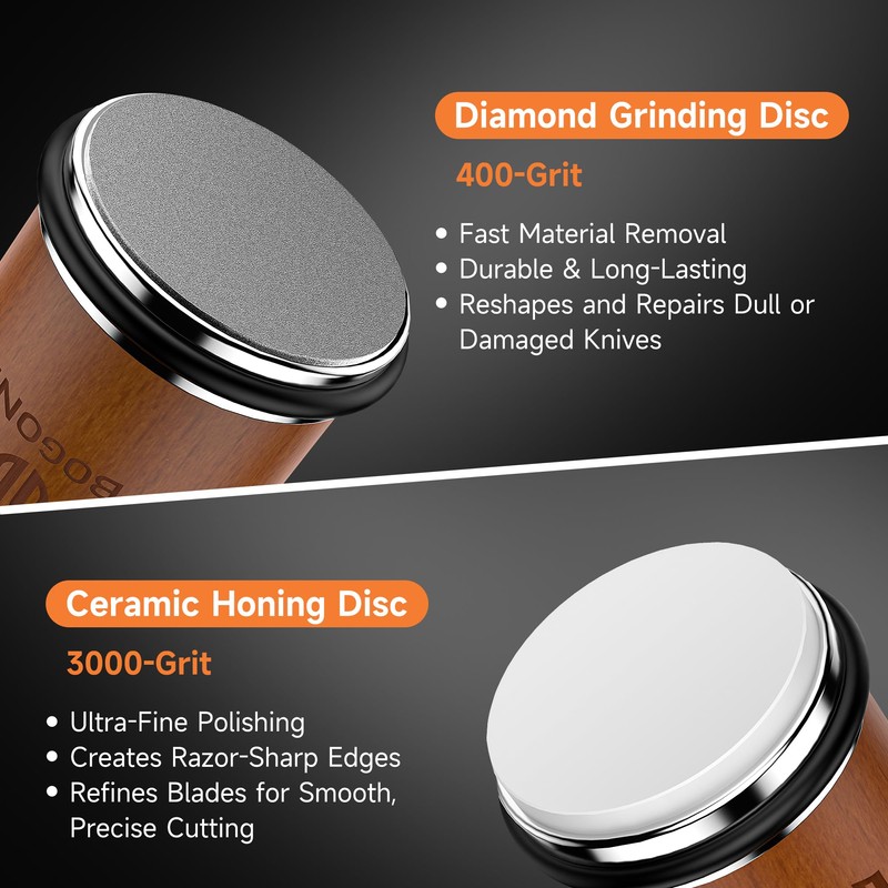 Rolling Knife Sharpener, Diamond & Ceramic Discs, 15° & 20°