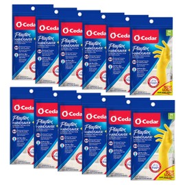 PLAYTEX Playtex HandSaver Reuseable Rubber Cleaning Gloves (Medium, 12 Pairs), Everyday Protection Reusable Household Gloves