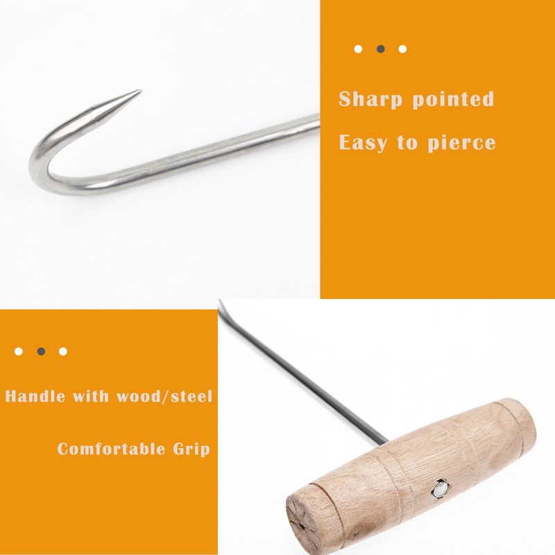 FiboPawer 2 Pack Horse Hay Hooks - Sturdy 9.45" Steel