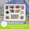 three leaf 11 Compartment Bagasse Rectangular Plate, 200 Ct. PFAS-Free,