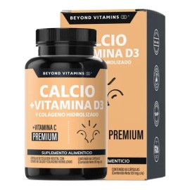 Beyond Vitamins | Calcio 1000 + Vitamina D3 | Potenciado Con Colágeno Hidrolizado Puro (colageno Polvo) Y Vitamina C Capsulas | Caltrato 1000mg - Vita