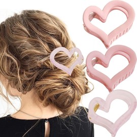 3 PCS Heart Shaped Hair Claw Clips Cute Love Matte Nonslip Hair Jaw Clips Party Hair Clip for Women for Thin to Thick Hair