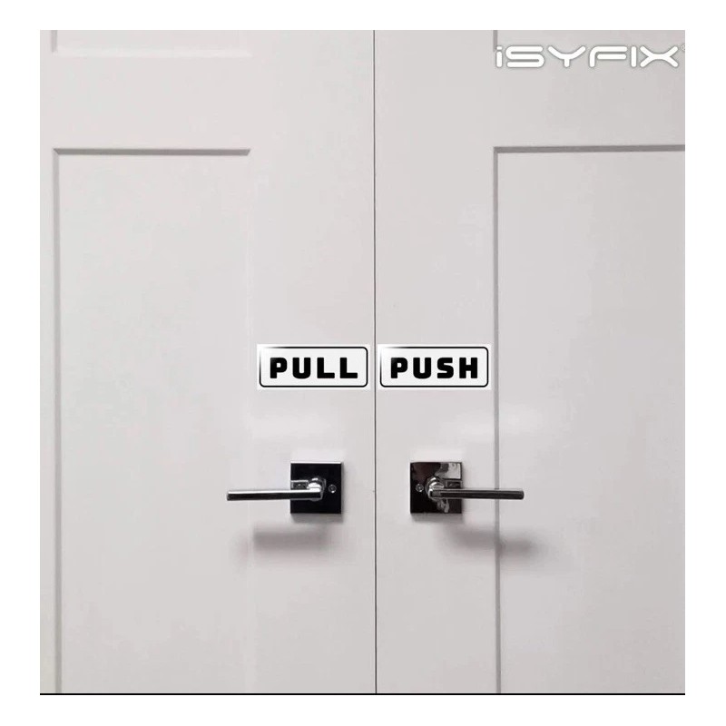Push Pull Door Horizontal Stickers Sign – 2 pack 5”x2”