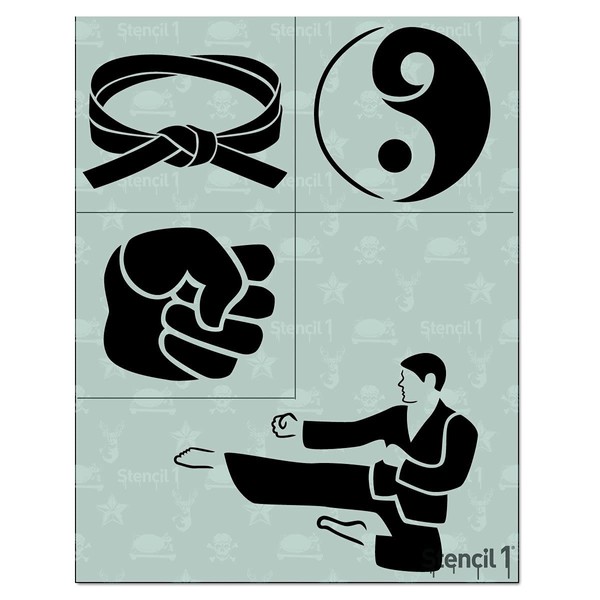 Stencil1 Martial Arts 4-Pack Stencil Set - Durable Quality Reusable