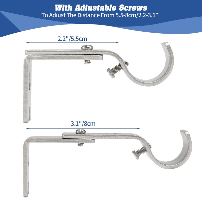 Creatyi Adjustable Curtain Rod Brackets - Heavy Duty 1 Inch