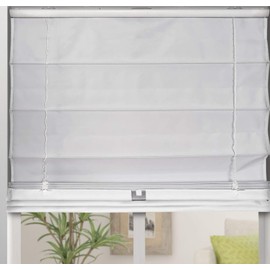 Arlo Blinds Thermal Room Darkening Fabric Roman Shades, Color: White, Size: 24" W X 60" H, Cordless Lift Window Blinds