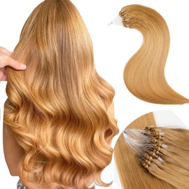 Microlink Hair Extensions Human Hair 50g 18inch(#78) Natural Blonde Micro Link Hair Extensions Human Hair Microbead Hair Extensions Microloop Hair Extensions Human Hair For Women