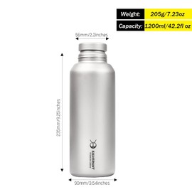 SILVERANT Titanium Water Bottle- Large Capacity Camping Hydration Bottles for Backpacking Climbing Hiking Outdoor Sport Drinkware
