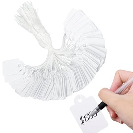 KUBDPQOR Versatile Price Tags, Key Tags, Present Tags, Clothing Labels – Set of 500 Blank Tags with String, Ideal for Sales, Tokens, Clothing, and More