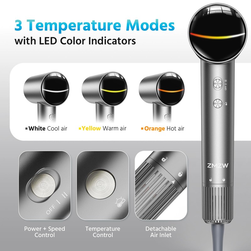Ionic Hair Dryer with Diffuser, Fast Drying 160000 RPM High-Speed