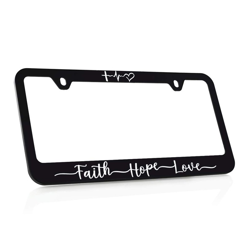BARON-JEWELRY Faith License Plate Frame Holder - Faith Hope Love