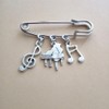 Piano and Music Note Charm Pendant Brooch, Punk Vintage Style