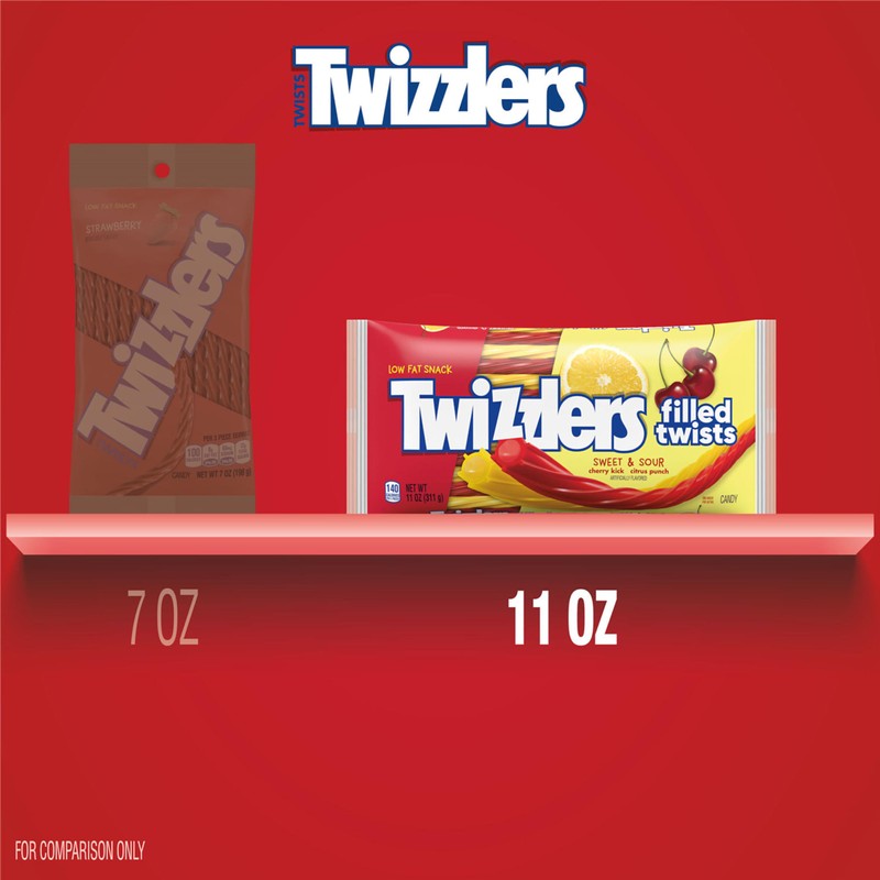 TWIZZLERS Filled Twists Sweet and Sour Licorice Style, Chewy Candy