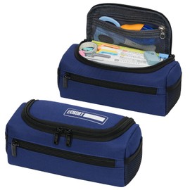 ECHSRT Jumbo Pencil Case Organizer for Men Women, Extra Large Capacity Pencil Pouch, Sturdy Portable Storage Bag for Office Travel Supplies - Blue