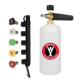 WXNANY Pressure Washer Foam Cannon with 1/4” Quick Connector 1 Liter Bottle 5 Tips and Holder