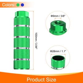 sourcing map 2 Pairs Bike Pegs Aluminum Alloy Rear Stunt Pegs Anti-Skid Stripe Back Seat Stands Fit 3/8" Axles for Mountain Bike, Green & Blue