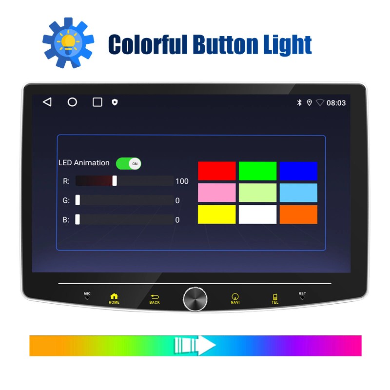 ESSGOO 1DIN 10" 360° Rotatable Car Stereo Touchscreen Screen Bluetooth