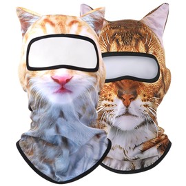 BRLETNNR Cat Mask 3D Printed Cat ski Mask Balaclava with Ears Breathable Perfect for Skiing & Biking Party with Solid Pattern (US, Alpha, Medium, BC+017)