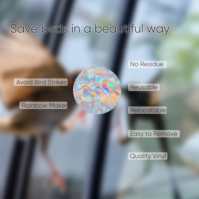 Tiz Tlloz 猫 バタフライ 衝突防止 ウィンドウクリング - ガラスアラートプリズムデカール - 鳥の衝突防止