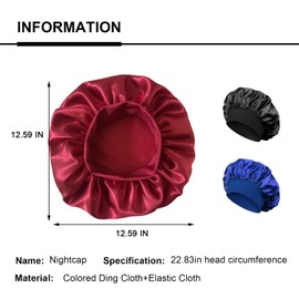 MFCGHXR 3 Piece Satin Cap for Hair, Cap Women for Sleeping, Cap Women's Curls for Girls, Night Cap, Headwear Set for Hair Loss, Hair Care (Burgundy, Black, Royal Blue)