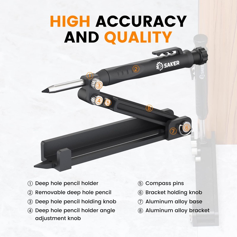 Saker Multi-function Scribing Tool- Construction Pencil- Aluminum Alloy Scribe Tool