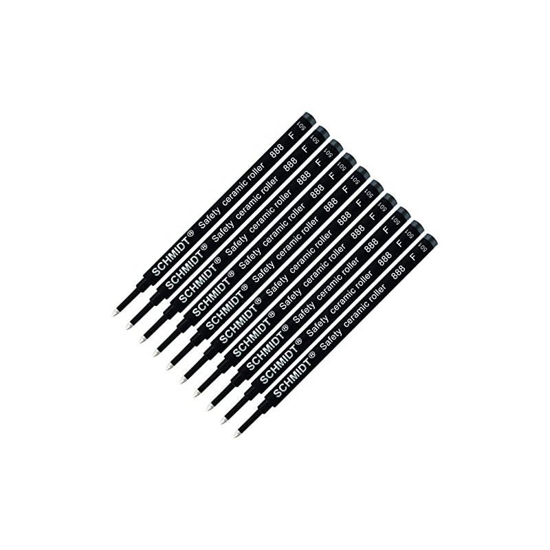 888F Pack of 10 Black Ceramic Rollerball Refills