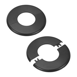 M METERXITY 2-Pack Wall Split Flange, for 2 Inch/50mm OD Pipe ABS Escutcheon Plate Round Self-Adhesive Plumbing Cover Plates for Water Pipe/Faucet [Black]