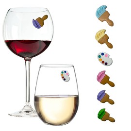 Simply Charmed Paint and Sip Magnetic Wine Glass Charms - Cute Set of 6 Drink Markers for Your Painting Party Kit