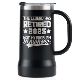 Onebttl Retirement Gifts for Men, Retirement Beer Mug with Handle and Lid, 24oz Stainless Steel Stein Tumbler for Retired Men - 2025