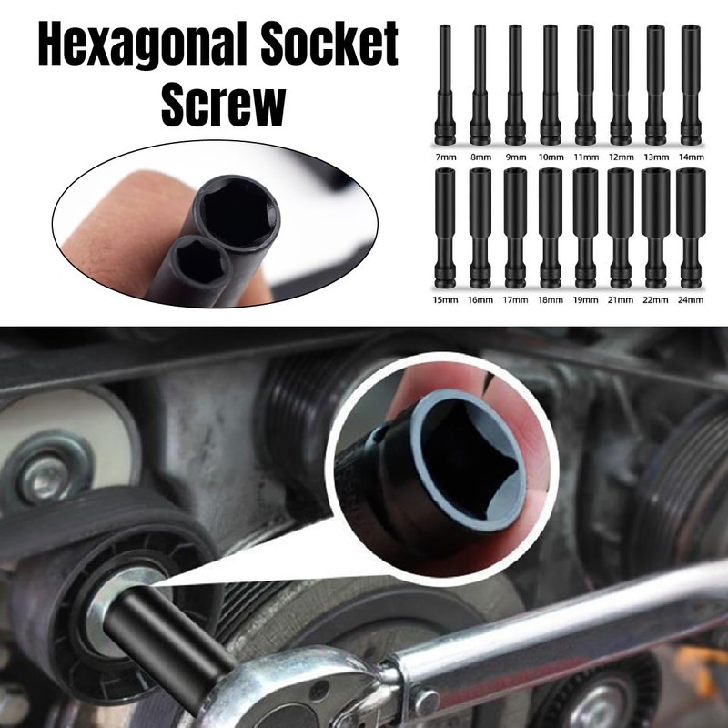 AIMALL 15mm Lengthened Thin-Walled Socket for Electric Wrench – 1/2"