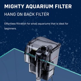 Mighty Aquarium Hang On Back Filter - Aquarium HOB Filter - Adjustable Fish Tank Filter - Aquarium Filters - Nano Aquarium Filter - Fish Aquarium Filter - Hang On Back Aquarium Filter (1-3 Gallons)