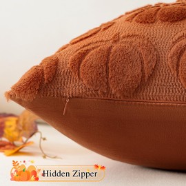 JOTOM Set of 2 Pumpkin Cushion Covers, Plush Short Wool Decorative Cushion Covers, Autumn Boho Cushion Covers, Sofa Cushion, Modern Cushion Cover, Autumn Decoration for Living Room, Garden (40 x 40 cm