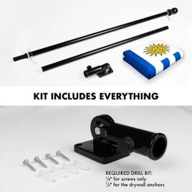 UD_G128 Combo Pack: 6 Feet Tangle Free Spinning Flagpole (Black) Uruguay Uruguay Flag 3x5 ft Printed 150D Brass Grommets (Flag I