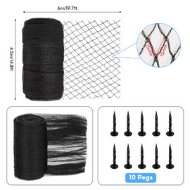 4.5m x 6m Heavy Duty Pond Netting, HDPE Woven Fish Pond Cover with Pegs, UV-Resistant Fine Mesh Net to Protect Koi from Herons, Birds, Cats, Leaves & Debris