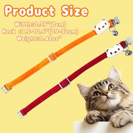 Cat Collar Breakaway,Cat Collars for Girl Cats,Kitten Collar with Bell(2PCS,Red and Ogrange)