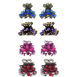 Set of 8 Tiny Metal Hair Claws, Combo 2 Unique Styes, 2 each of 4 colors-0580-LPW425-8d7