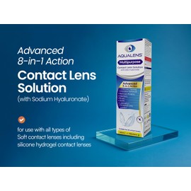 Aqualens Contact Lens Solution · in-Flight Pack · 100ml · Travel Size · Complete Contact Lens Care for Travel · Multipurpose · with Sodium Hyaluronate