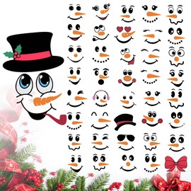 41 PCS Snowman Face Stickers for Crafts Christmas Decorations, Suitable for Cups, Water Bottles, refrigerators, Christmas Balls, Windows, DIY Craft Decals, and Other Christma Party Decorations.