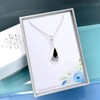 Black Onyx Teardrop Necklace for Women, Sterling Silver Tear Drop