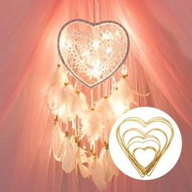 BESPORTBLE 12 Pieces Heart Dream Catcher Metal Rings Metal Rings Hoops Macrame Wire Wreath Frame DIY Door Wreath Wall Wreath Blank Wedding Decoration Living Room Decoration