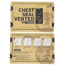 RHINO RESCUE Vent Chest Seal, Emergency Trauma Dressing, First Aid Kit Sterile, 6 Pack