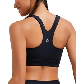 RUNNING GIRL Black Sports Bra for Women,Adjustable Straps Molded Cups High Support Sports Bras for Women Large Bust(3110Black_XL)