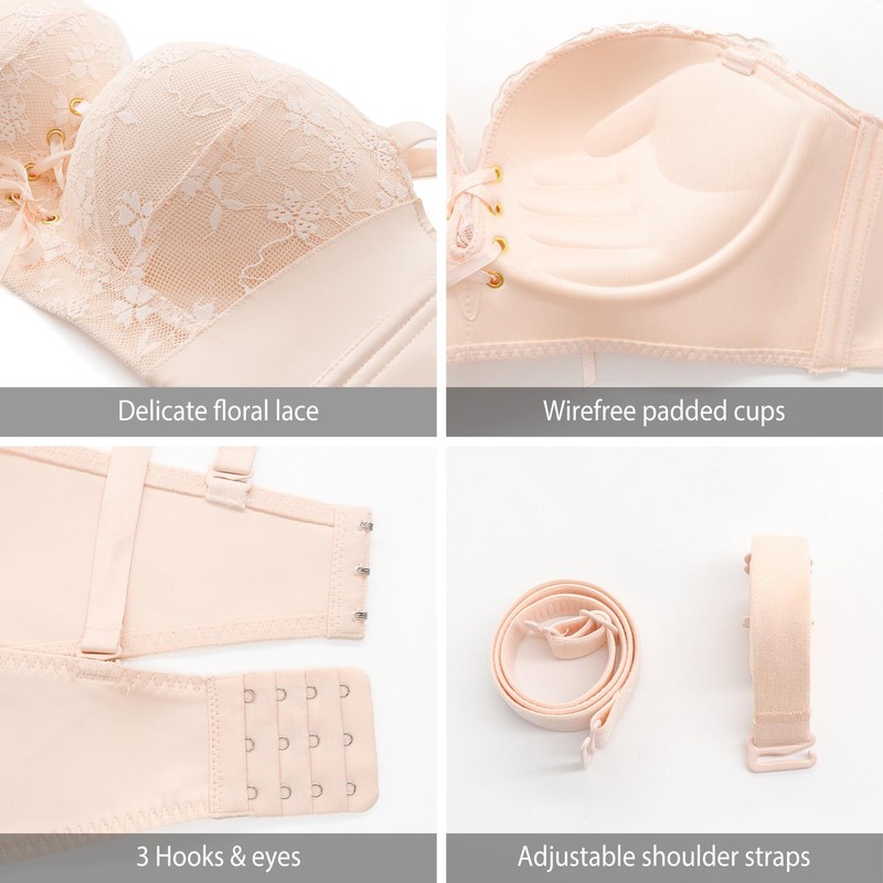 FallSweet Add Two Cups Lace Push Up Bra Ultra Padded