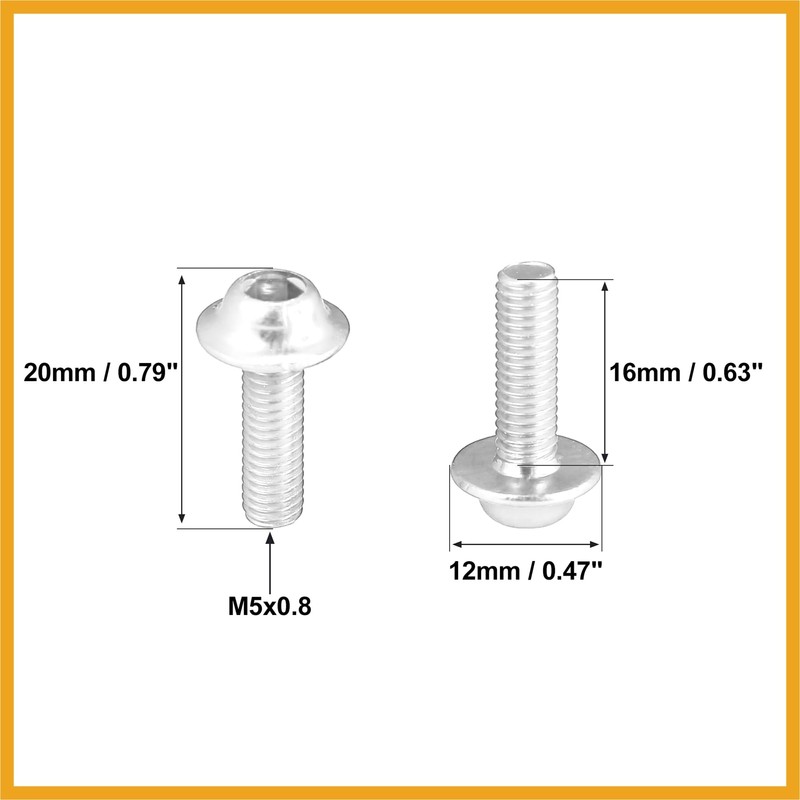 Partuto 20pcs M5 5mm Motorcycle Windscreen Screw Fairing Bolt Silver