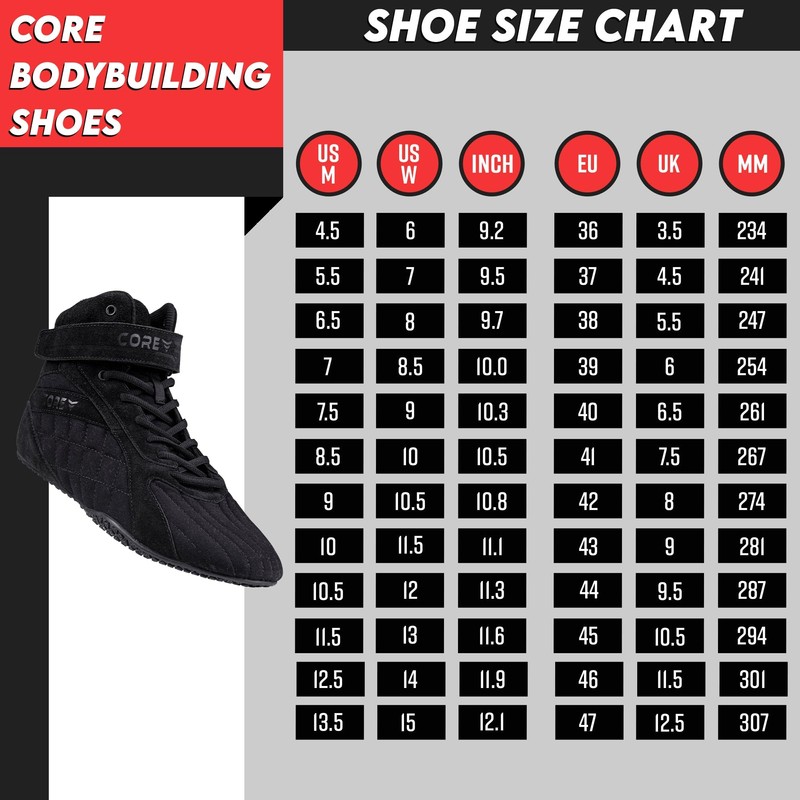 CORE Bodybuilding Shoes Beast US 4.5 Black